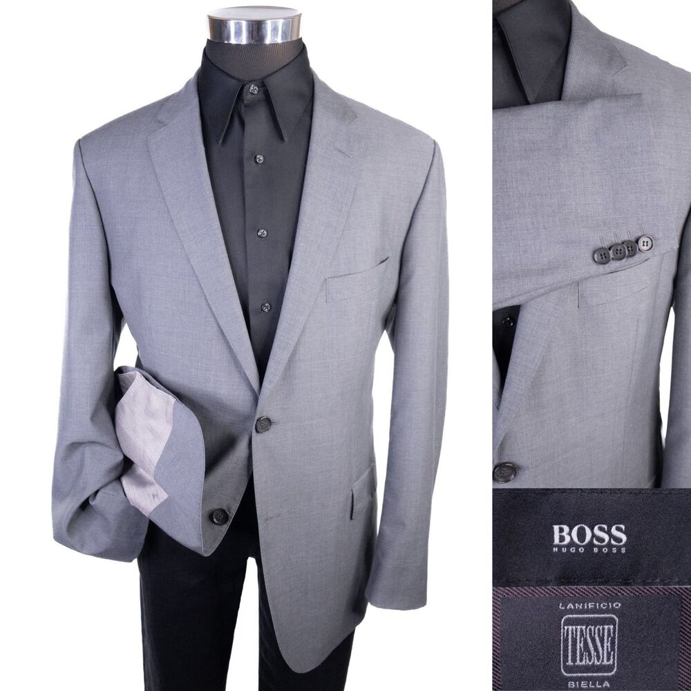 Hugo Boss LANIFICIO TESSE Blazer Sport Coat Men’s 44R Gray Wool 2-Button Jacket